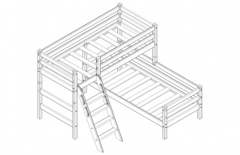 Кровать Соня вариант 8 угловая с наклонной лестницей Белый полупрозрачный в Черепаново - cherepanovo.mebel54.com | фото