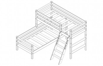 Кровать Соня вариант 8 угловая с наклонной лестницей Белый полупрозрачный в Черепаново - cherepanovo.mebel54.com | фото