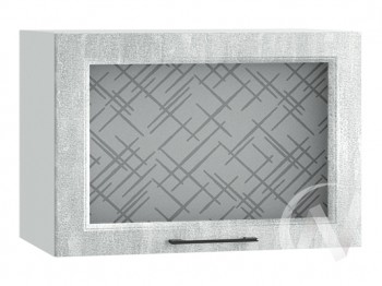 Либерти Шкаф верхний горизонтальный со стеклом ШВГС 609 (Холст грей/корпус белый) в Черепаново - cherepanovo.mebel54.com | фото