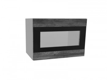 Лофт ПГСФ 500 шкаф верхний горизонтальный со стеклом и фотопечатью (Дуб бурый/корпус Серый) в Черепаново - cherepanovo.mebel54.com | фото
