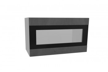 Лофт ПГСФ 600 шкаф верхний горизонтальный со стеклом и фотопечатью (Бетон темный/корпус Серый) в Черепаново - cherepanovo.mebel54.com | фото