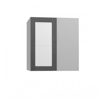 Лофт ПУС 650 шкаф верхний угловой со стеклом (Бетон темный/корпус Серый) в Черепаново - cherepanovo.mebel54.com | фото