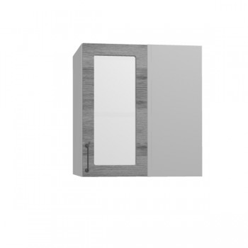Лофт ПУС 650 шкаф верхний угловой со стеклом (Дуб цикорий/корпус Серый) в Черепаново - cherepanovo.mebel54.com | фото