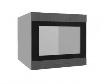 Лофт ВПГСФ 500 шкаф верхний горизонтальный со стеклом высокий с фотопечатью (Бетон темный/корпус Серый) в Черепаново - cherepanovo.mebel54.com | фото