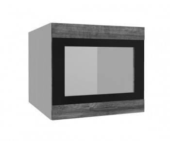 Лофт ВПГСФ 500 шкаф верхний горизонтальный со стеклом высокий с фотопечатью (Дуб бурый/корпус Серый) в Черепаново - cherepanovo.mebel54.com | фото