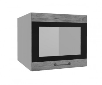 Лофт ВПГСФ 500 шкаф верхний горизонтальный со стеклом высокий с фотопечатью (Дуб цикорий/корпус Серый) в Черепаново - cherepanovo.mebel54.com | фото