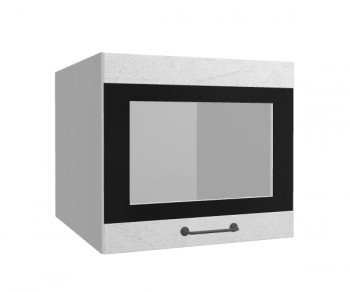 Лофт ВПГСФ 500 шкаф верхний горизонтальный со стеклом высокий с фотопечатью (Штукатурка белая/корпус Серый) в Черепаново - cherepanovo.mebel54.com | фото