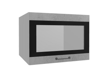 Лофт ВПГСФ 600 шкаф верхний горизонтальный со стеклом высокий с фотопечатью (Бетон светлый/корпус Серый) в Черепаново - cherepanovo.mebel54.com | фото