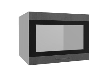 Лофт ВПГСФ 600 шкаф верхний горизонтальный со стеклом высокий с фотопечатью (Бетон темный/корпус Серый) в Черепаново - cherepanovo.mebel54.com | фото