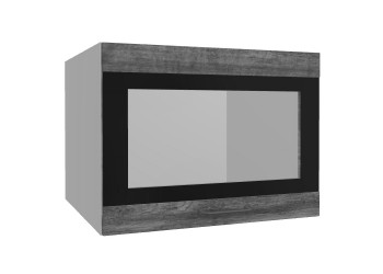 Лофт ВПГСФ 600 шкаф верхний горизонтальный со стеклом высокий с фотопечатью (Дуб бурый/корпус Серый) в Черепаново - cherepanovo.mebel54.com | фото