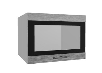 Лофт ВПГСФ 600 шкаф верхний горизонтальный со стеклом высокий с фотопечатью (Дуб майский/корпус Серый) в Черепаново - cherepanovo.mebel54.com | фото