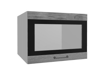 Лофт ВПГСФ 600 шкаф верхний горизонтальный со стеклом высокий с фотопечатью (Дуб цикорий/корпус Серый) в Черепаново - cherepanovo.mebel54.com | фото