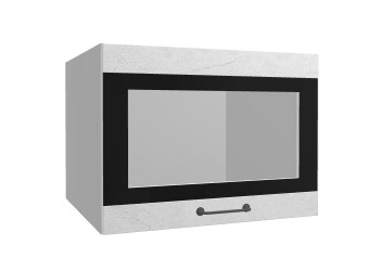 Лофт ВПГСФ 600 шкаф верхний горизонтальный со стеклом высокий с фотопечатью (Штукатурка белая/корпус Серый) в Черепаново - cherepanovo.mebel54.com | фото