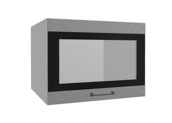 Лофт ВПГСФ 600 шкаф верхний горизонтальный со стеклом высокий с фотопечатью (Штукатурка серая/корпус Серый) в Черепаново - cherepanovo.mebel54.com | фото