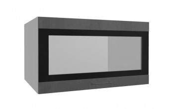 Лофт ВПГСФ 800 шкаф верхний горизонтальный со стеклом высокий с фотопечатью (Бетон темный/корпус Серый) в Черепаново - cherepanovo.mebel54.com | фото