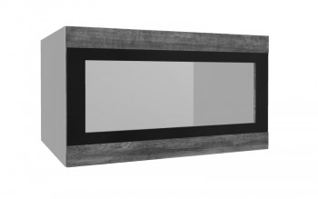 Лофт ВПГСФ 800 шкаф верхний горизонтальный со стеклом высокий с фотопечатью (Дуб бурый/корпус Серый) в Черепаново - cherepanovo.mebel54.com | фото