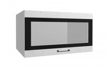 Лофт ВПГСФ 800 шкаф верхний горизонтальный со стеклом высокий с фотопечатью (Штукатурка белая/корпус Серый) в Черепаново - cherepanovo.mebel54.com | фото