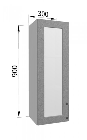 Лофт ВПС 300 шкаф верхний со стеклом высокий (Штукатурка серая/корпус Серый) в Черепаново - cherepanovo.mebel54.com | фото