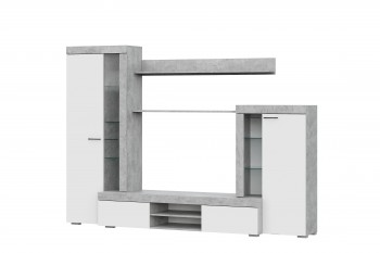 Мебель для гостиной МГС 5 Цемент светлый / Белый в Черепаново - cherepanovo.mebel54.com | фото