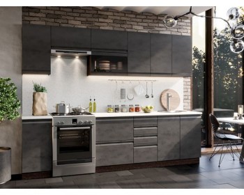 Модульная кухня Бруклин 2,8 м (Бетон черный/Венге) в Черепаново - cherepanovo.mebel54.com | фото