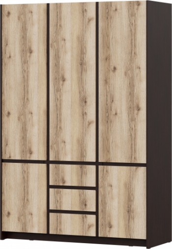 Модульная система "Прага" Шкаф для одежды трехстворчатый Дуб Венге/Дуб Делано в Черепаново - cherepanovo.mebel54.com | фото