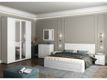 Модульная спальня Барселона (Белый/Белый глянец) в Черепаново - cherepanovo.mebel54.com | фото
