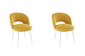 Набор стульев Моли 2 шт (жёлтый велюр/белый) в Черепаново - cherepanovo.mebel54.com | фото