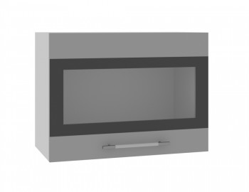 Норд ШВГС 600 Шкаф верхний горизонтальный со стеклом (Софт черный/корпус Белый) в Черепаново - cherepanovo.mebel54.com | фото