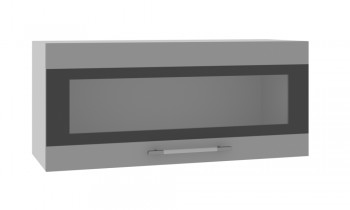 Норд ШВГС 800 Шкаф верхний горизонтальный со стеклом (Софт черный/корпус Белый) в Черепаново - cherepanovo.mebel54.com | фото