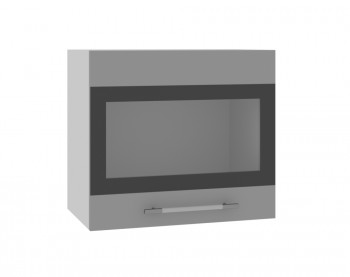 Олива ВПГСФ 500 Шкаф верхний горизонтальный со стеклом с фотопечатью высокий (Ваниль глянец/корпус Серый) в Черепаново - cherepanovo.mebel54.com | фото