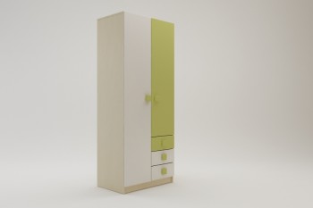 Шкаф 2-х створчатый с ящиками Эппл (Зеленый/Белый/корпус Клен) в Черепаново - cherepanovo.mebel54.com | фото