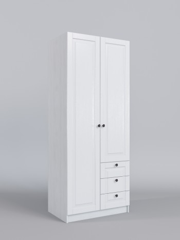 Шкаф 2-х створчатый с ящиками Классика (Белый/корпус Выбеленное дерево) в Черепаново - cherepanovo.mebel54.com | фото