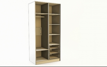 Шкаф 2-х створчатый с ящиками Санни (Белый/корпус Клен) в Черепаново - cherepanovo.mebel54.com | фото