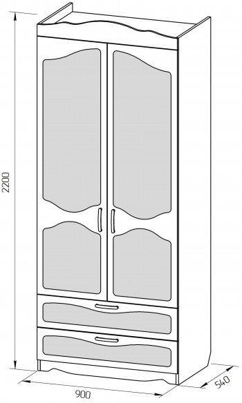 Шкаф 2-х створчатый с ящиками серии Иллюзия 89 Розовый в Черепаново - cherepanovo.mebel54.com | фото