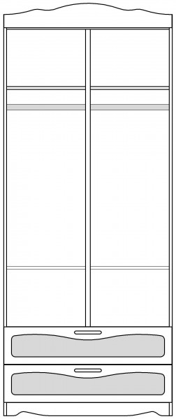 Шкаф 2-х створчатый с ящиками серии Иллюзия 99 Серый в Черепаново - cherepanovo.mebel54.com | фото