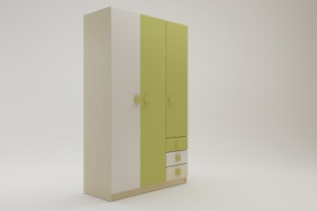 Шкаф 3-х створчатый с ящиками Эппл (Зеленый/Белый/корпус Клен) в Черепаново - cherepanovo.mebel54.com | фото