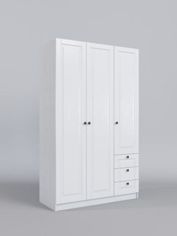 Шкаф 3-х створчатый с ящиками Классика (Белый/корпус Выбеленное дерево) в Черепаново - cherepanovo.mebel54.com | фото