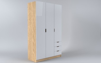 Шкаф 3-х створчатый с ящиками Лофт (Белый/корпус Дуб Сонома) в Черепаново - cherepanovo.mebel54.com | фото