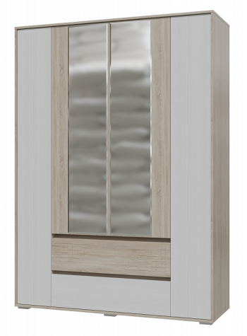 Шкаф 4-х дверный с ящиками Мальта 1600 Дуб сонома/Рамух белый в Черепаново - cherepanovo.mebel54.com | фото