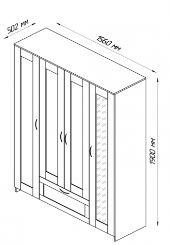 Шкаф четырехдверный Сириус с 1 зеркалом и 1 ящиком белый в Черепаново - cherepanovo.mebel54.com | фото