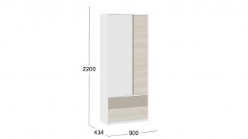 Шкаф для одежды комбинированный «Сканди» Дуб Гарден/Белый/Глиняный серый в Черепаново - cherepanovo.mebel54.com | фото