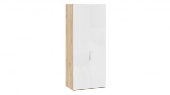 Шкаф для одежды с 2 глухими дверями «Эмбер» Яблоня Беллуно/Белый глянец в Черепаново - cherepanovo.mebel54.com | фото