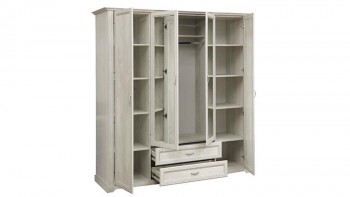 Шкаф для одежды "Сохо" (бетон пайн белый/2 ящика/зеркало) в Черепаново - cherepanovo.mebel54.com | фото