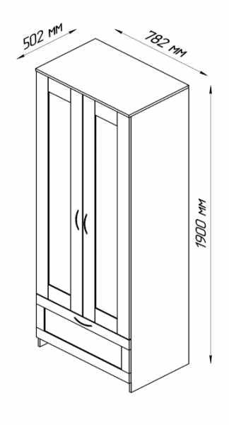 Шкаф двухдверный Сириус с 1 ящиком дуб сонома в Черепаново - cherepanovo.mebel54.com | фото