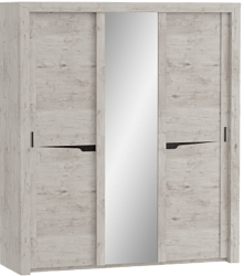 Шкаф трехдверный Соренто с раздвижными дверями Дуб бонифаций/Кофе структурный матовый в Черепаново - cherepanovo.mebel54.com | фото