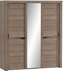 Шкаф трехдверный Соренто с раздвижными дверями Дуб стирлинг/Кофе структурный матовый в Черепаново - cherepanovo.mebel54.com | фото