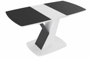 Стол обеденный «Гарда» Тип 1 (Белый/Стекло матовое черный графит) в Черепаново - cherepanovo.mebel54.com | фото